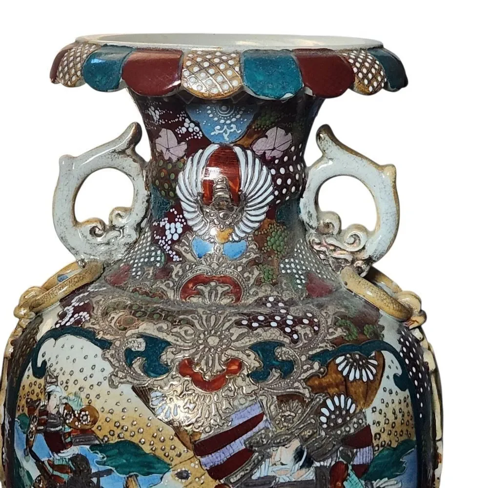 Chinese Vase Famille Rose 24 Inches Floral Human Figure Hand Painted 19th Cent.